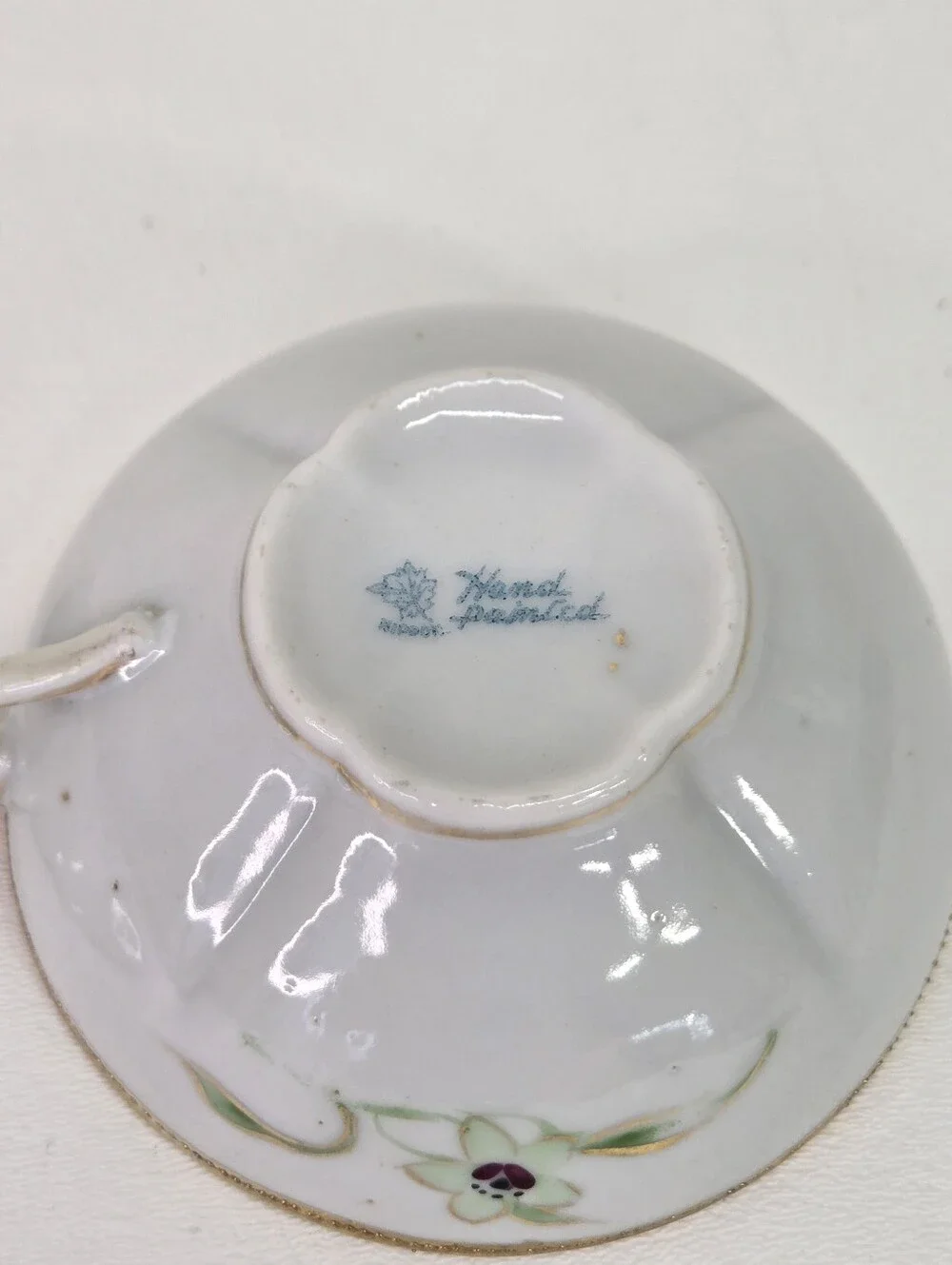Antique Nippon Moriage Teacup‎ Saucer Set Hand Painted Cherry Blossom Mark 1910s